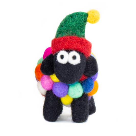 Knitted Sheep - Elf Hat Black Face