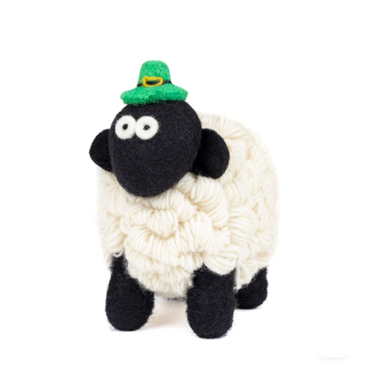 Knitted Sheep - Leprechaun Hat Black Face (Medium)