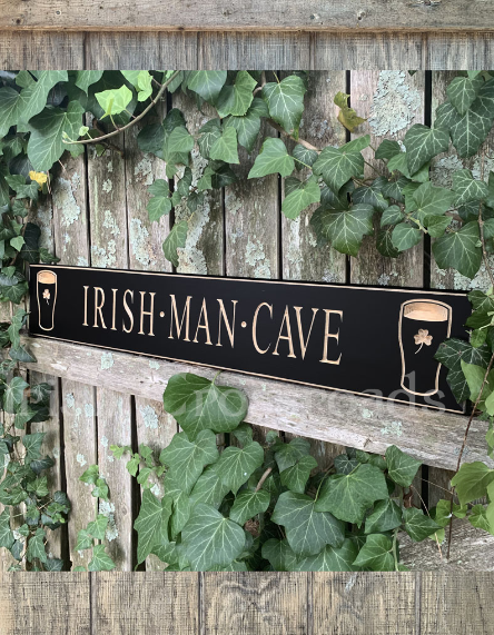 Carved Wood Pub Sign - Irish Man Cave