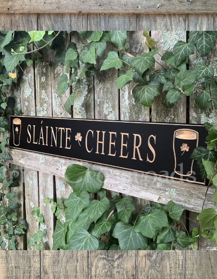 Carved Wood Pub Sign - Slainte/Cheers