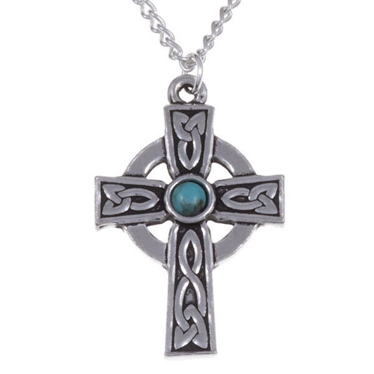 St Justin - St Petroc gemstone cross necklet