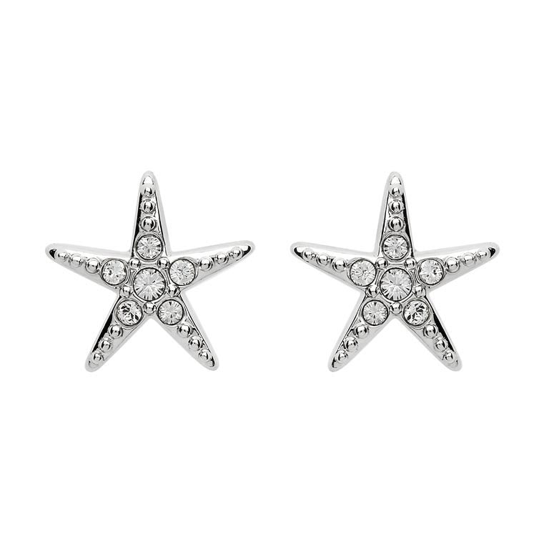 Stud Star Fish Earrings with Crystals