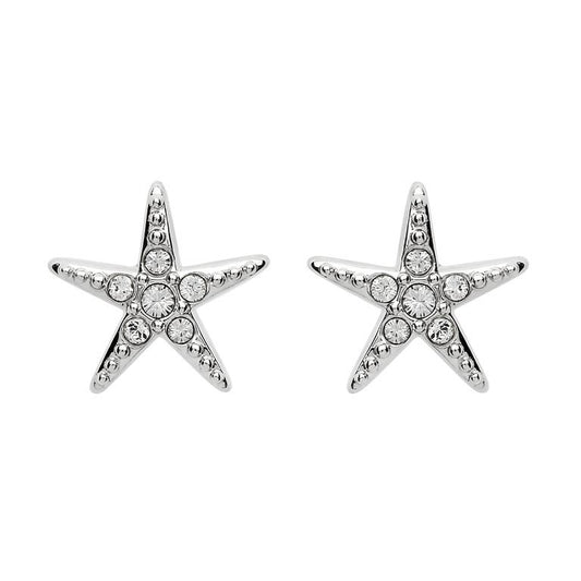 Stud Star Fish Earrings with Crystals