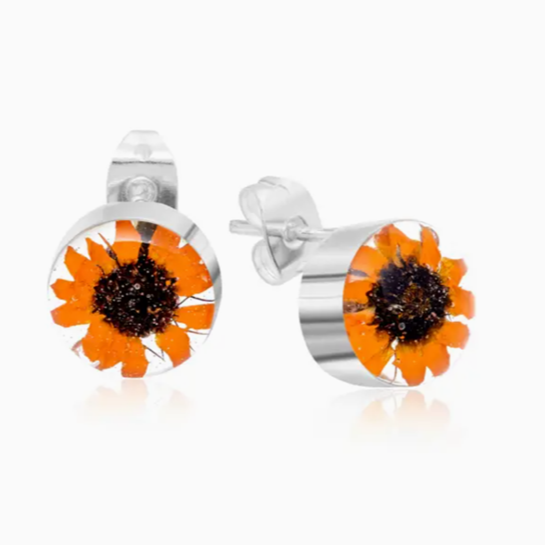 Sunflower Earrings Round Stud