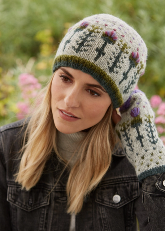 Thistle wool beanie embroidered