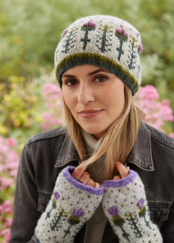 Thistle wool beanie embroidered