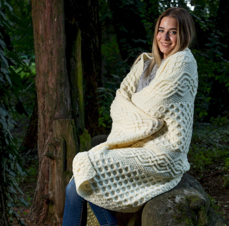 Honeycomb Merino Wool Aran Throw