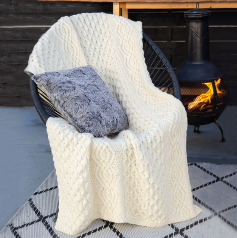Honeycomb Merino Wool Aran Throw