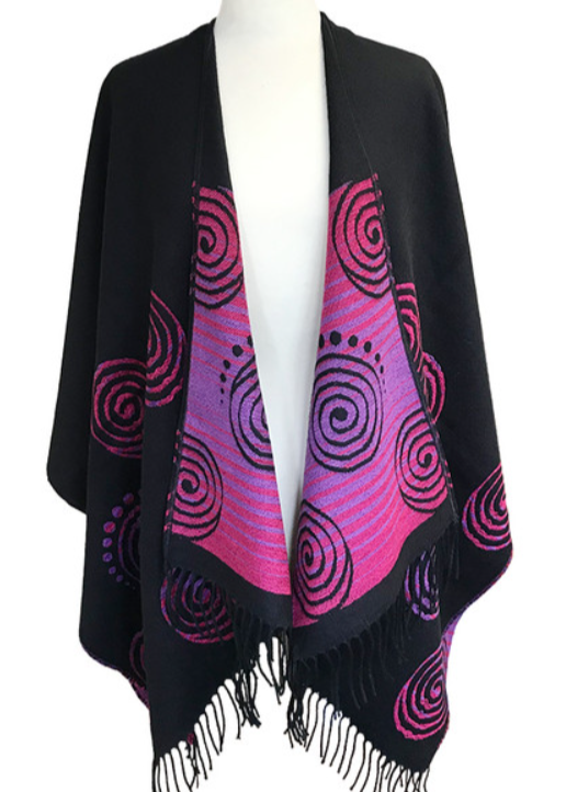 Fringed Shawl with Triskele Motif