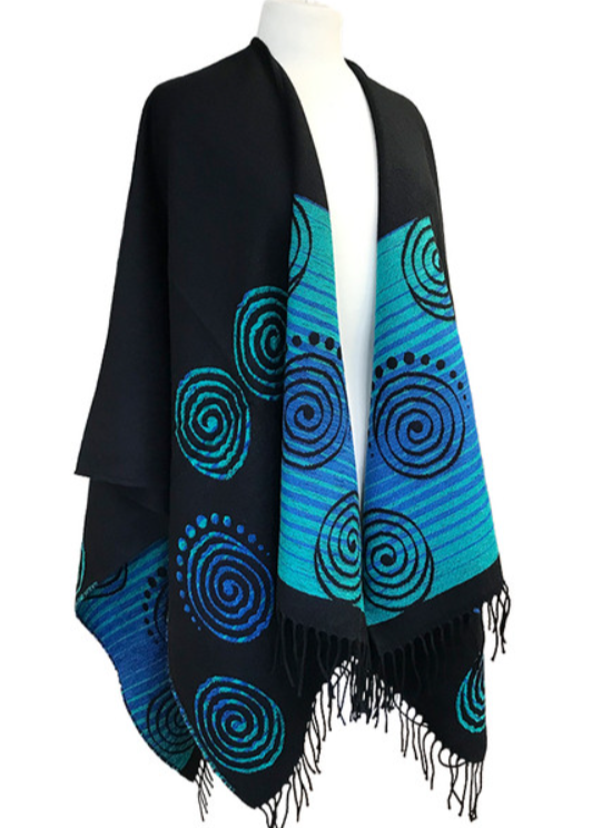 Fringed Shawl with Triskele Motif