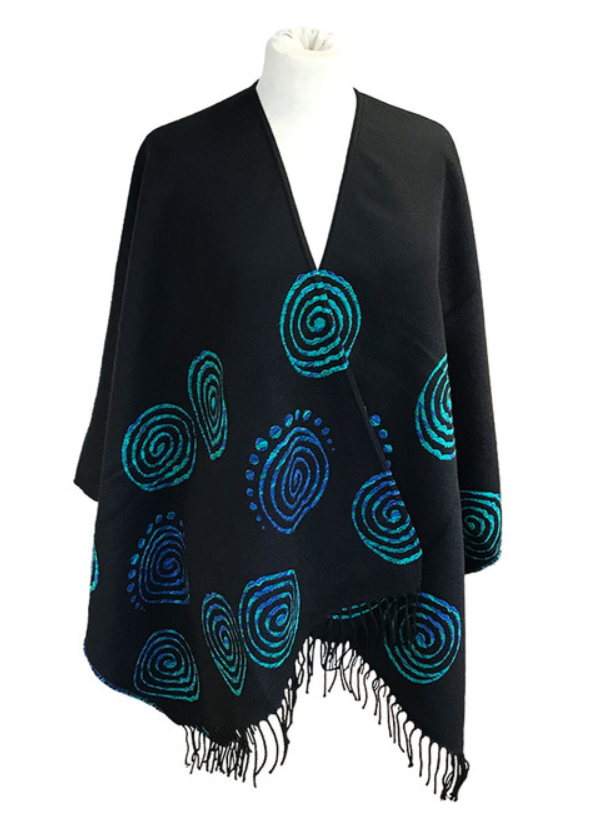 Fringed Shawl with Triskele Motif