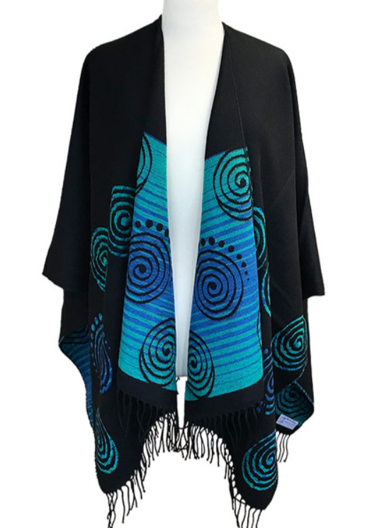 Fringed Shawl with Triskele Motif