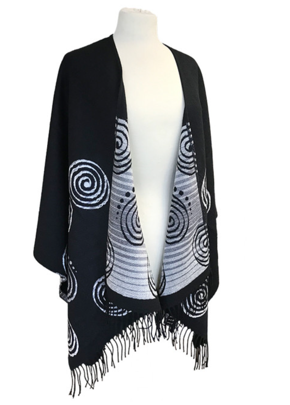 Fringed Shawl with Triskele Motif