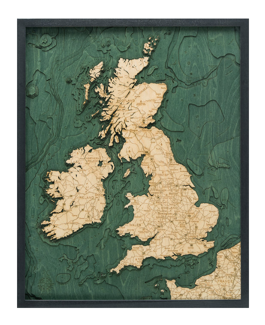 3-D Nautical Wood Chart - United Kingdom