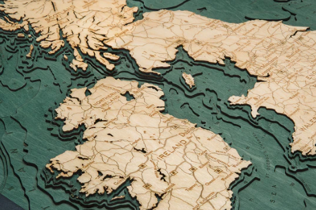 3-D Nautical Wood Chart - United Kingdom