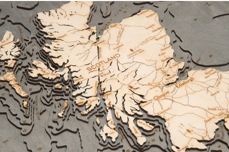 3-D Nautical Wood Chart - United Kingdom