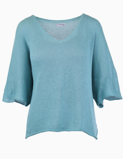 Cotton Blend V Neck Tunic Top