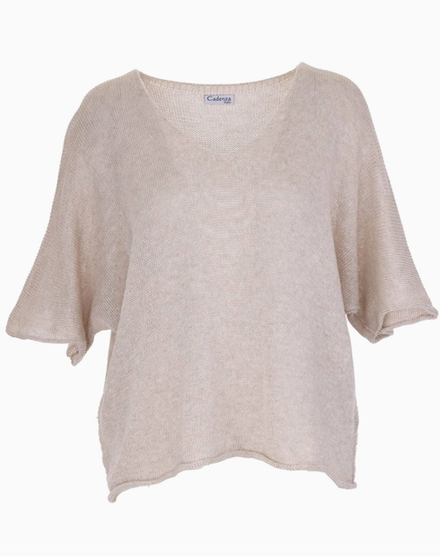 Cotton Blend V Neck Tunic Top