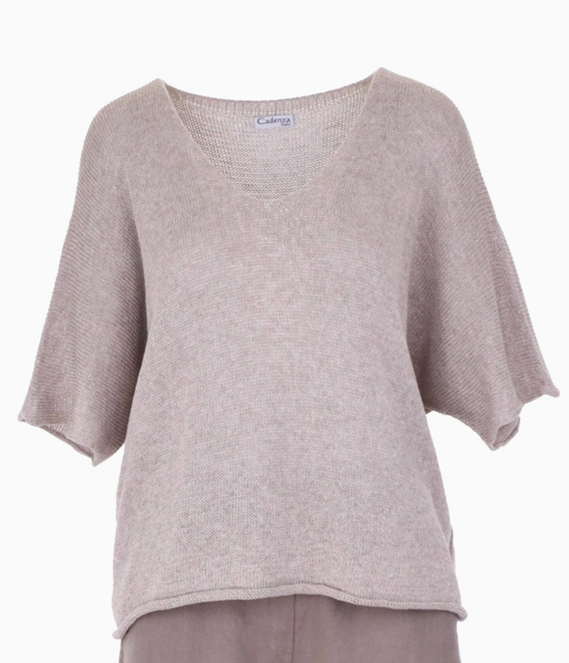 Cotton Blend V Neck Tunic Top