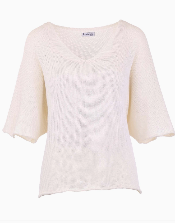 Cotton Blend V-Neck Tunic Top