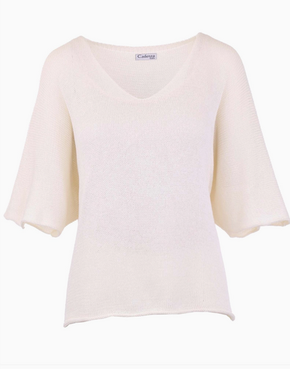 Cotton Blend V-Neck Tunic Top