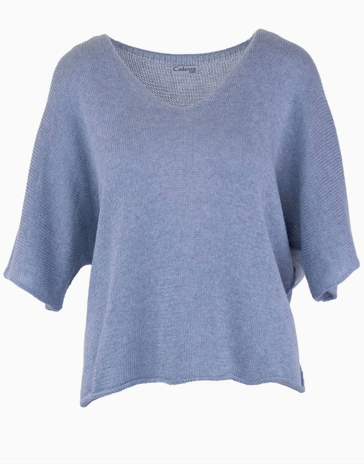 Cotton Blend V-Neck Tunic Top