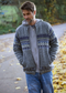 Westport Fair Isle Zip Jacket Grey Blue Fleece Lined