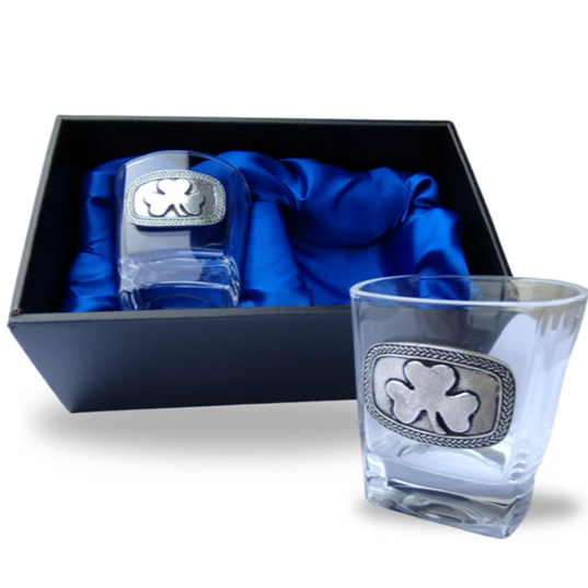 Pewter and Crystal Whiskey Glass Set