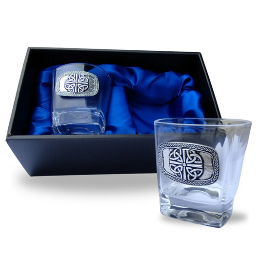 Pewter and Crystal Whiskey Glass Set