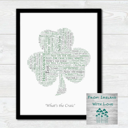 Framed Word Art - Craic Shamrock