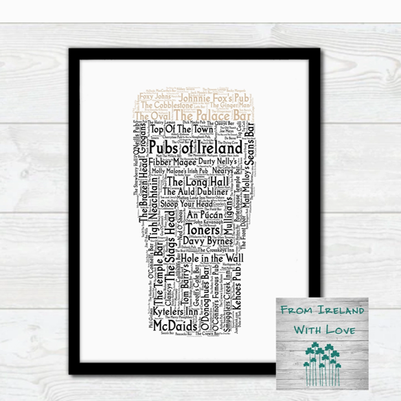 Framed Word Art - Pint of Irish Pubs