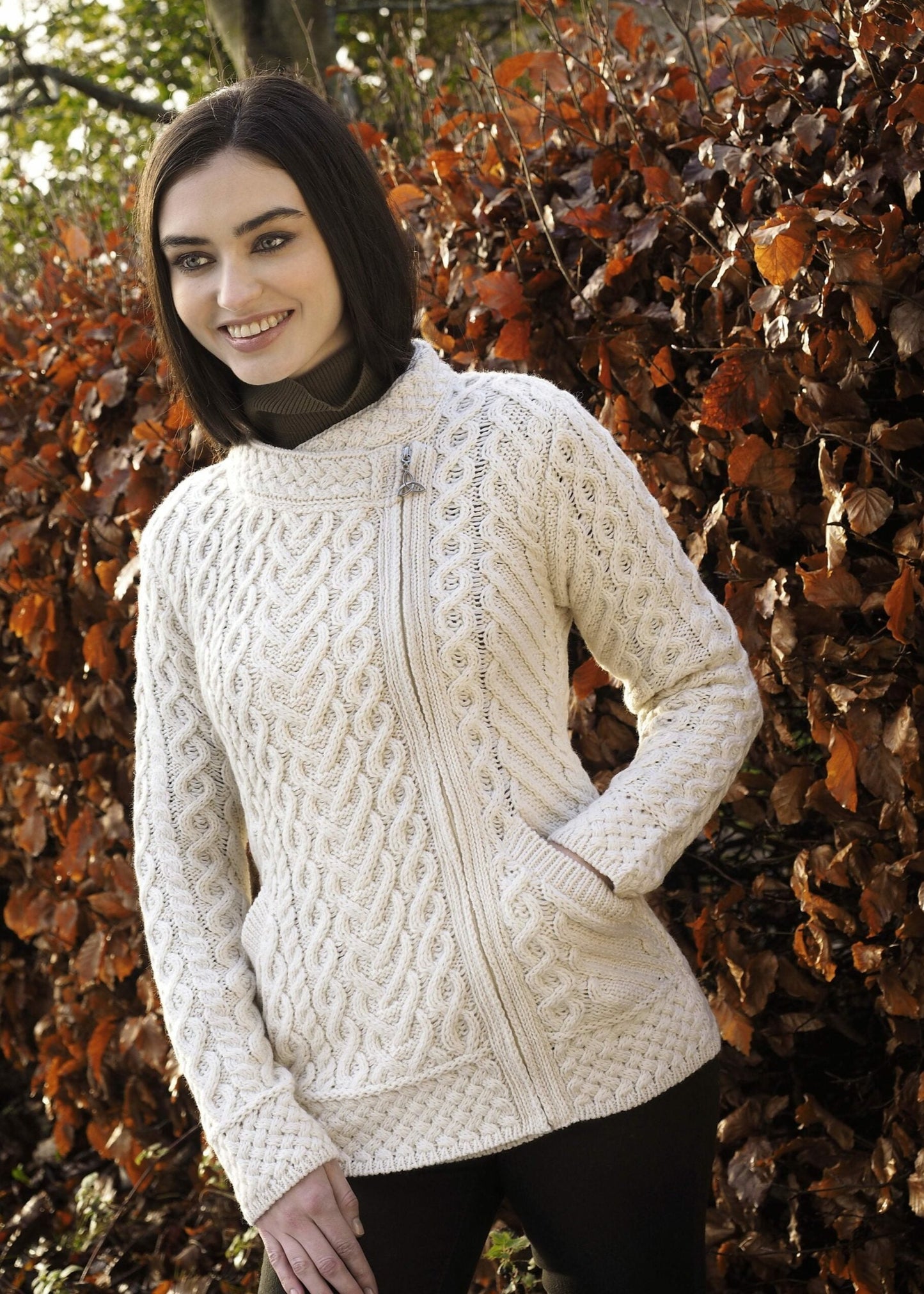 Aran Craft Hearts Side Zip Cardigan