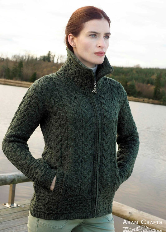 Aran Craft Double Collar Zip Cardigan