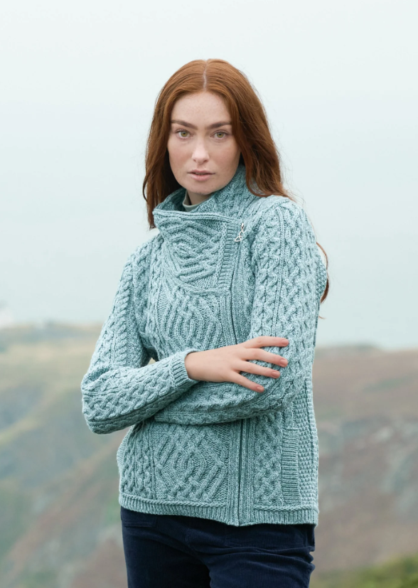 Aran Craft Cable Knit Side Zip Cardigan