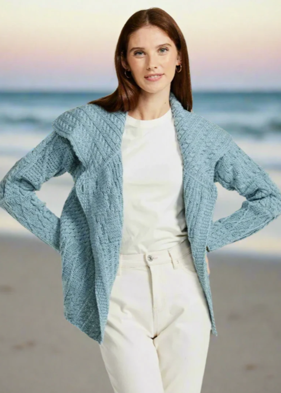 Aran Patchwork Cardigan with Collar