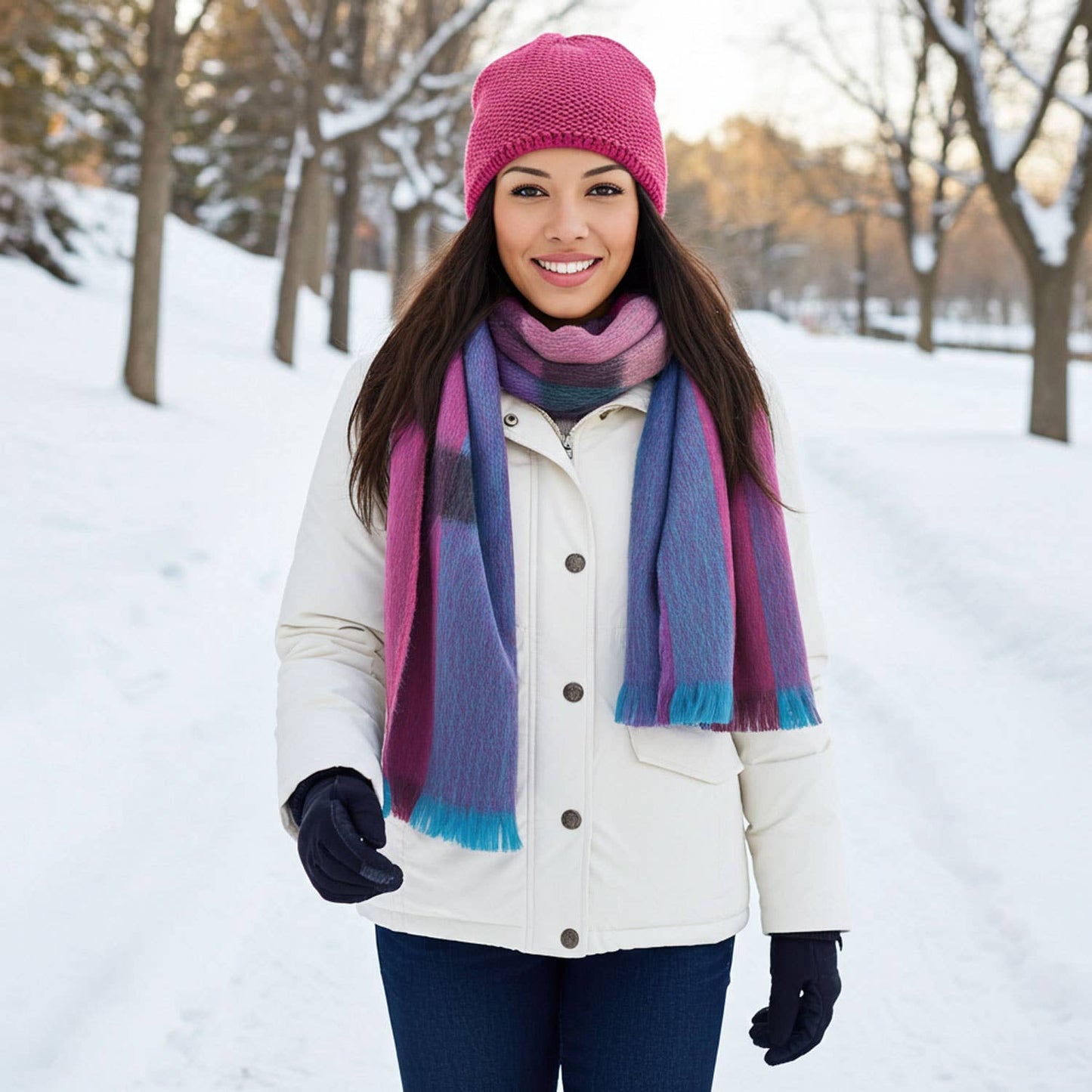 Women's Alpaca Blend Plaid Scarf