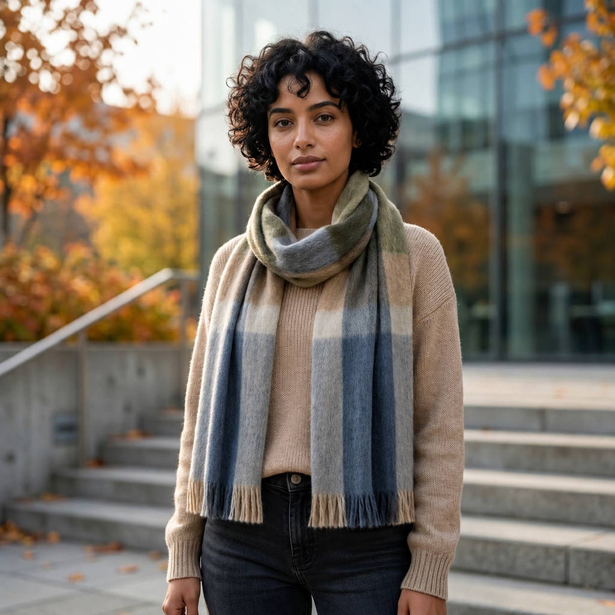 Women's Alpaca Blend Plaid Scarf
