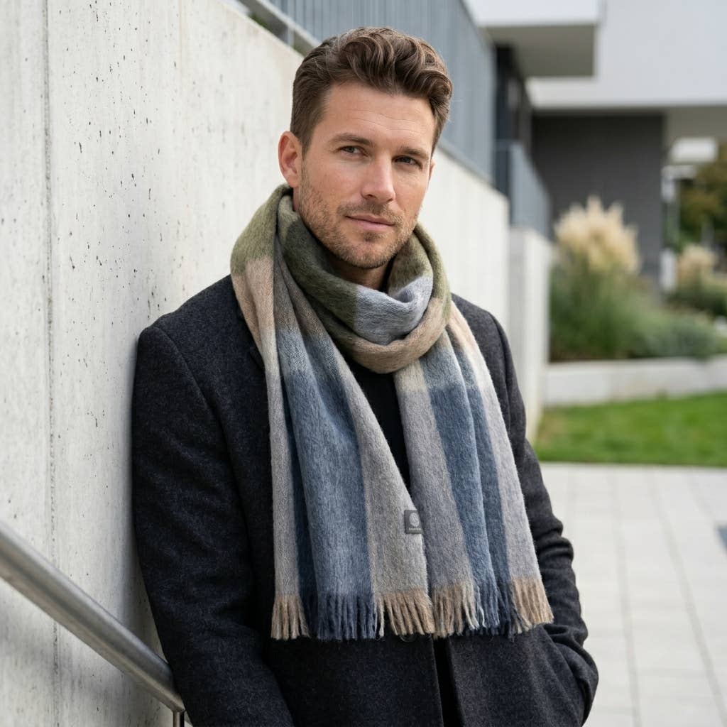 Men's Alpaca Blend Plaid Scarf
