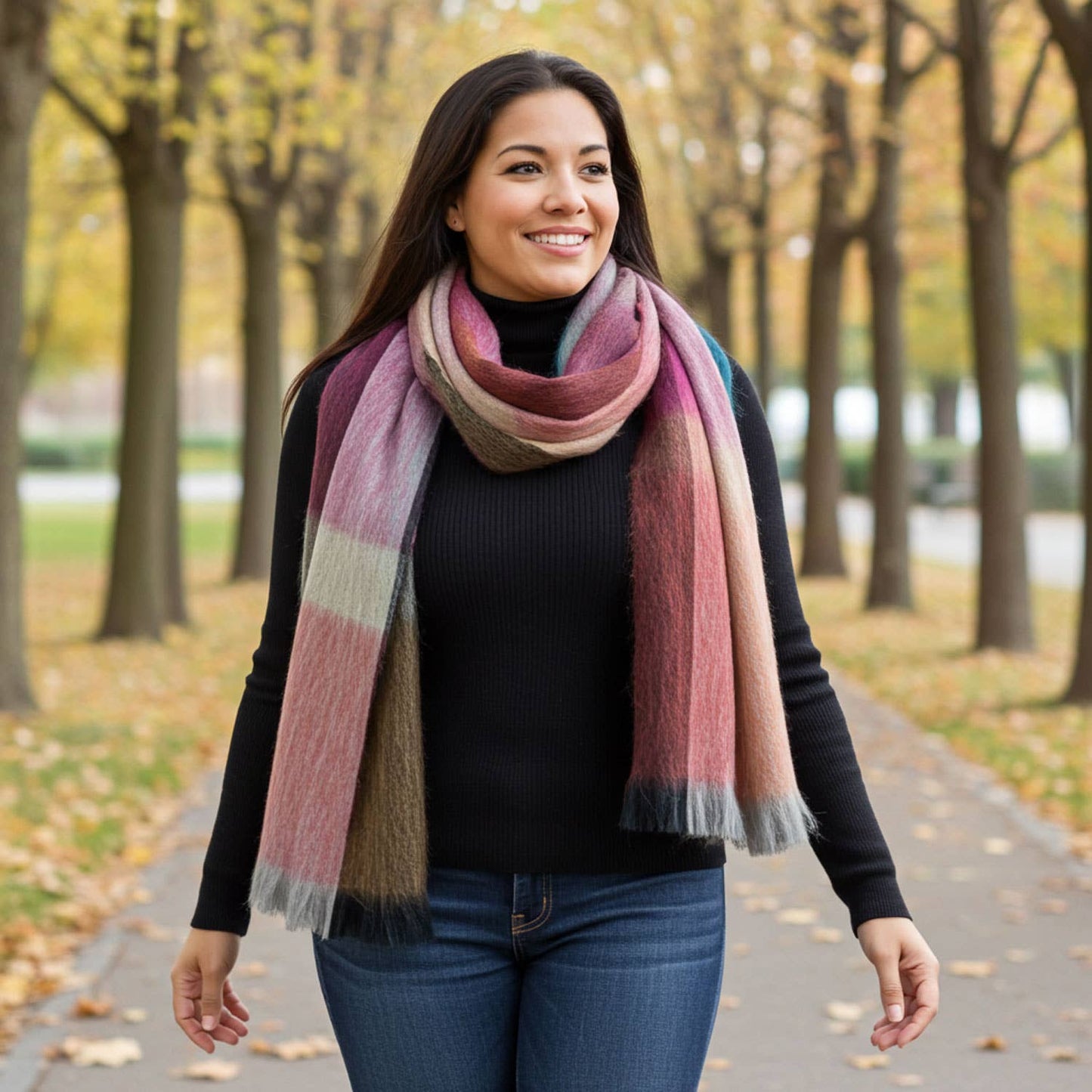 Women's Alpaca Blend Plaid Scarf