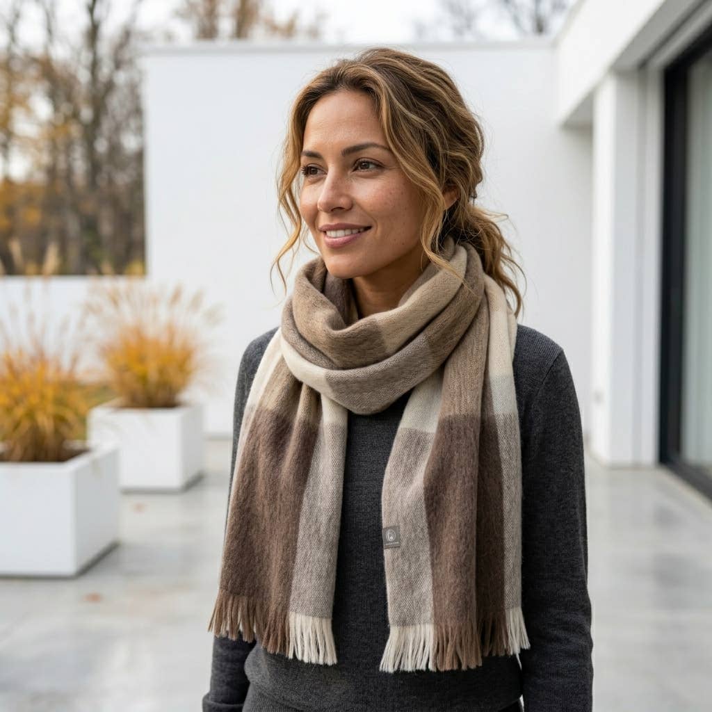 Women's Alpaca Blend Plaid Scarf