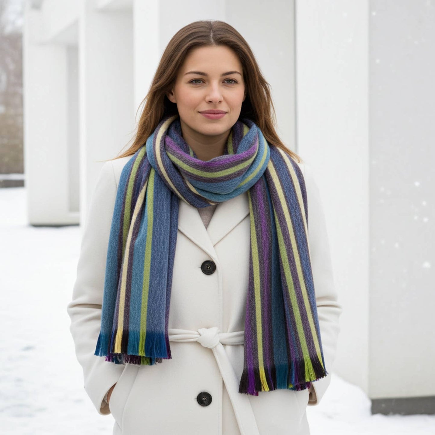 Women's Alpaca Blend Striped Scarf