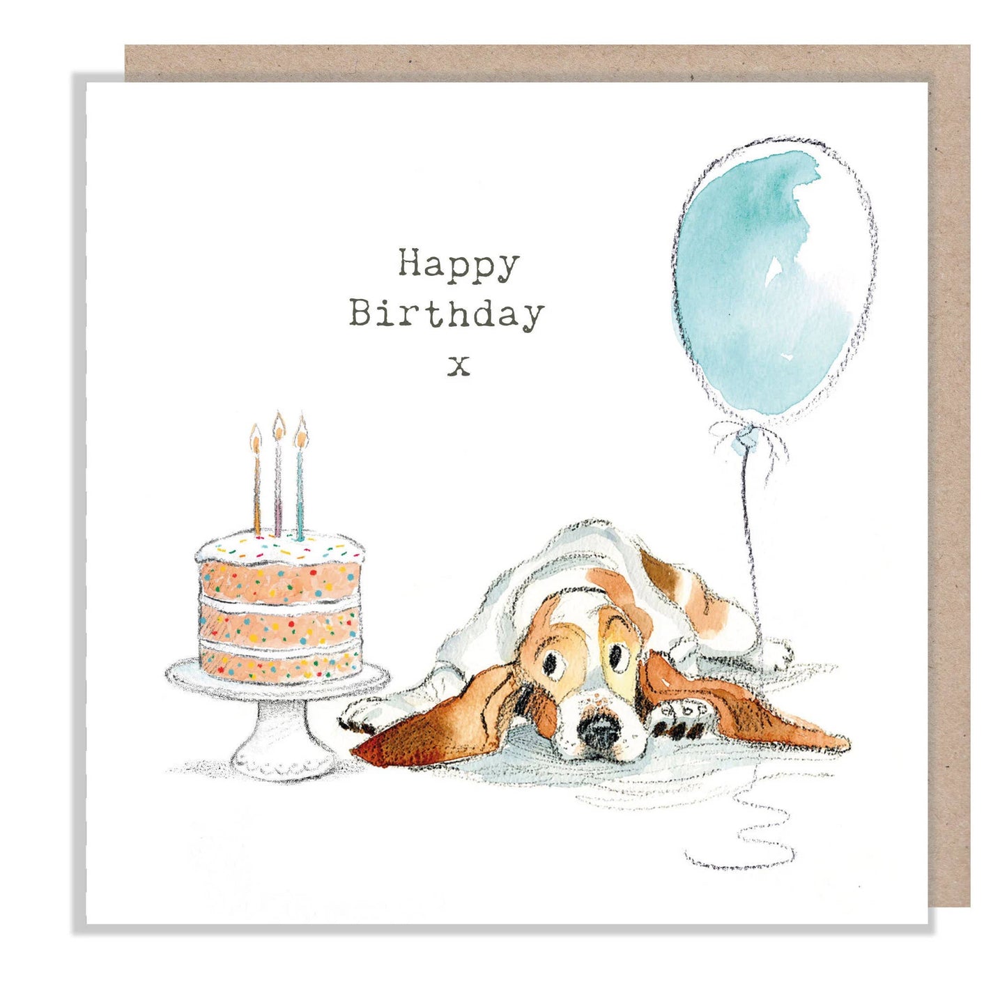Birthday card  - Bassett With Cake