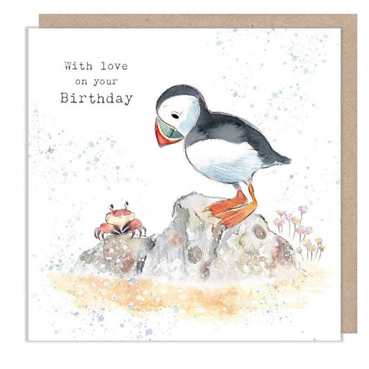 Birthday card  - Puffin - By the Seashore