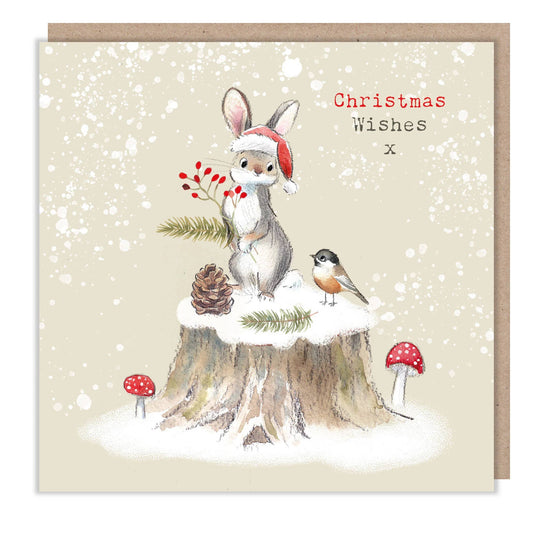 Christmas Card - Christmas Wishes - Rabbit And Bird