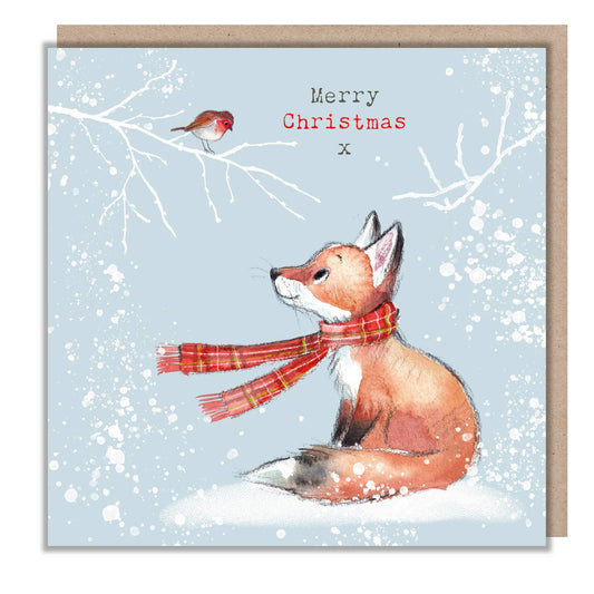 Christmas Card - Merry Christmas - Fox Wearing Scarf