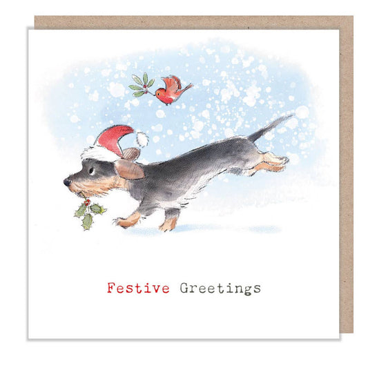 Christmas Card - Festive Greetings - Puppy