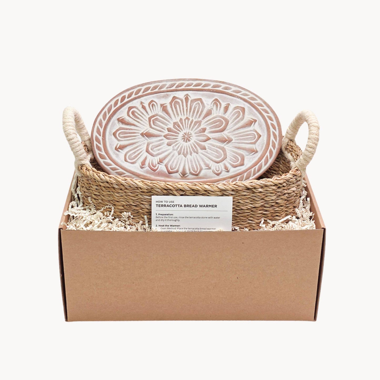 Handmade Bread Warmer & Wicker Basket - Flower Oval