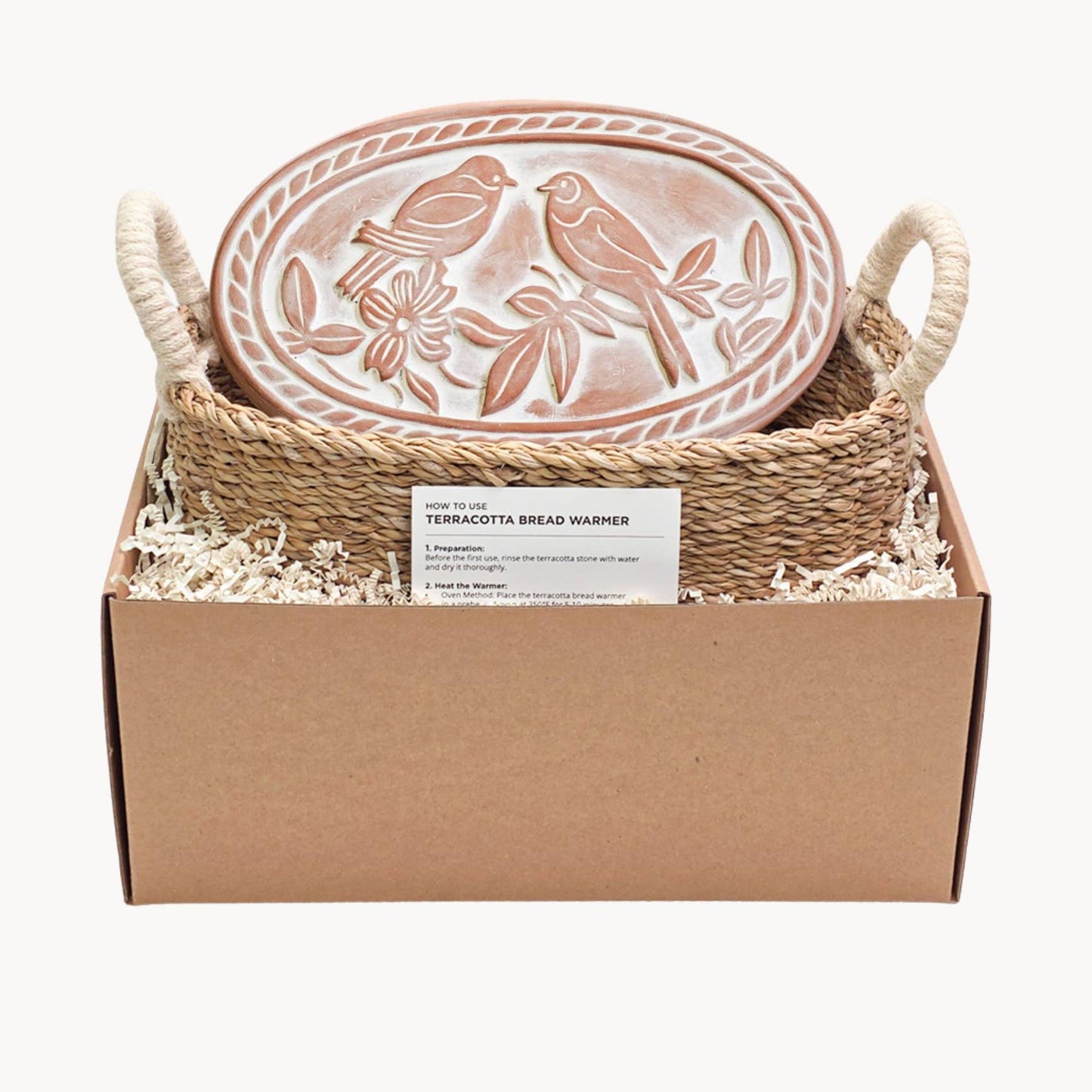 Handmade Bread Warmer & Wicker Basket - Lovebirds Oval