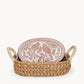 Handmade Bread Warmer & Wicker Basket - Lovebirds Oval