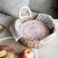 Handmade Bread Warmer & Wicker Basket - Vintage Flower Round
